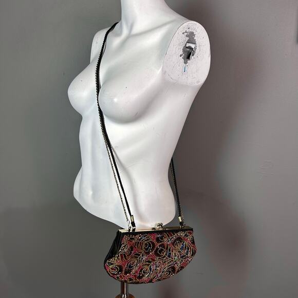 La Regale evening bag beaded peacock feathers colorful sparkle party prom VTG￼￼ - Picture 2 of 8